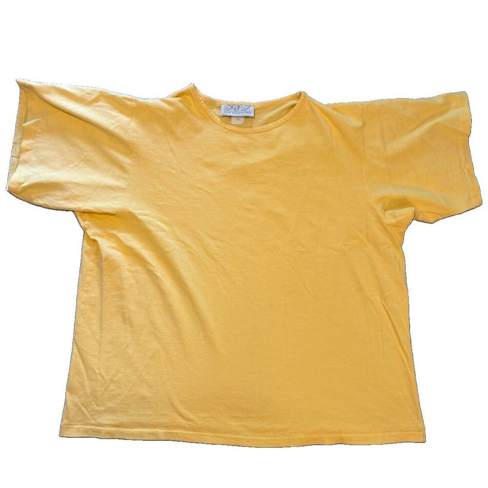 Vintage LEL Long Elegant Legs Womens S Yellow Short Sleeve T Shirt Boxy Crewneck